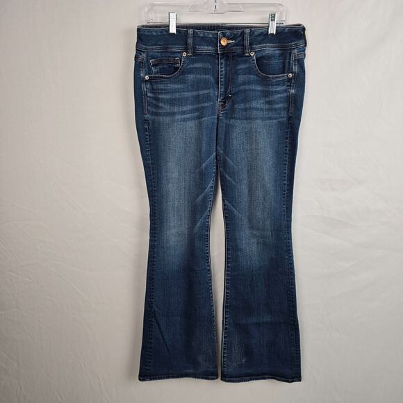 American Eagle Kick Boot Super Stretch Jeans Women's 12 Regular Blue - Picture 1 of 16